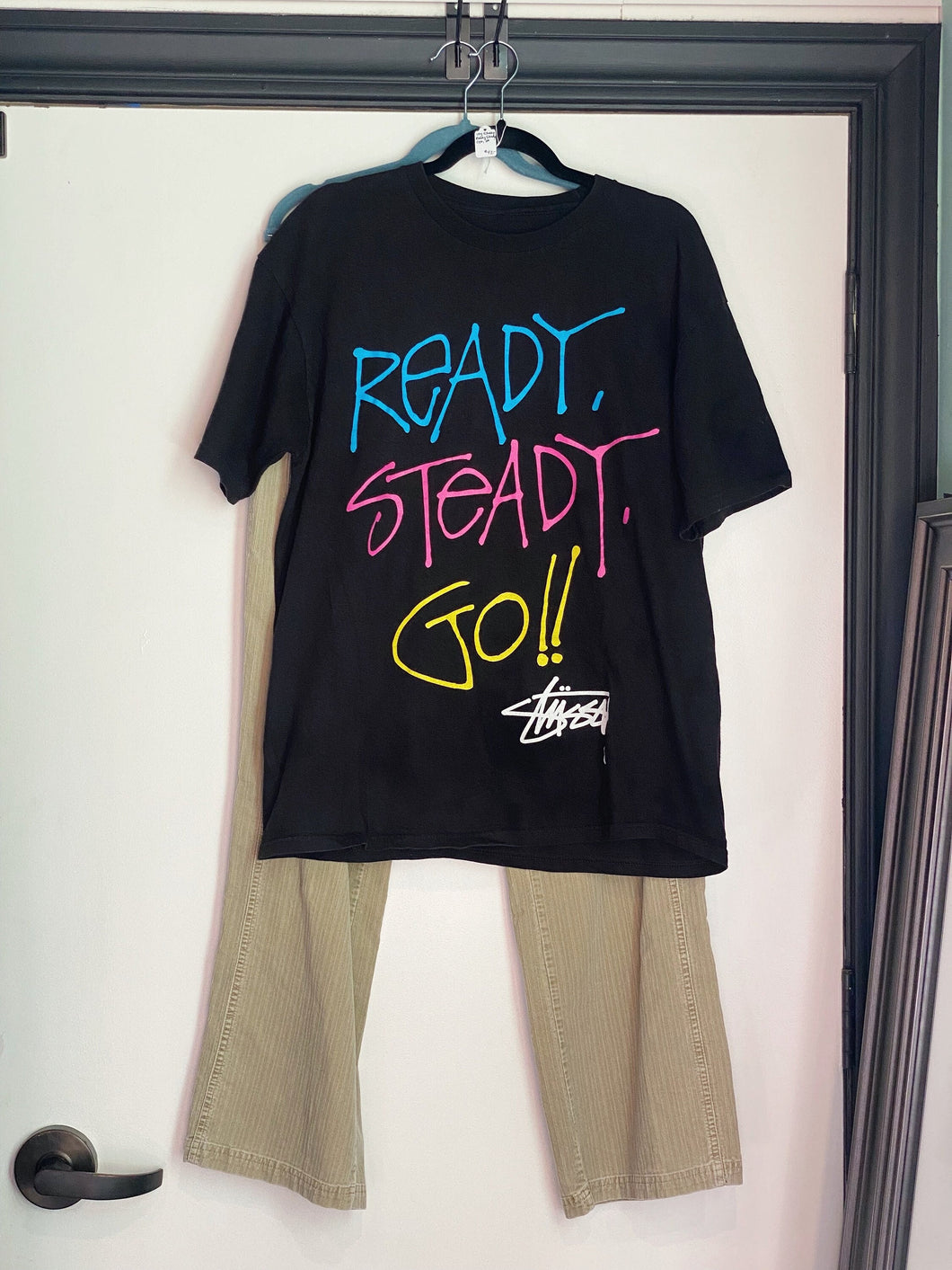 RARE Vintage Stüssy Ready Steady Go T-Shirt / 80s 90s 2000s Graphic Tee