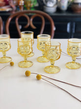 Load image into Gallery viewer, Indiana Glass Kings Crown Canary Yellow Miniature Goblets - Set of 6
