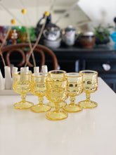 Load image into Gallery viewer, Indiana Glass Kings Crown Canary Yellow Miniature Goblets - Set of 6
