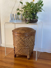Load image into Gallery viewer, Large Round Woven Rattan Basket / Wastebasket / Vessel / Planter with Lid

