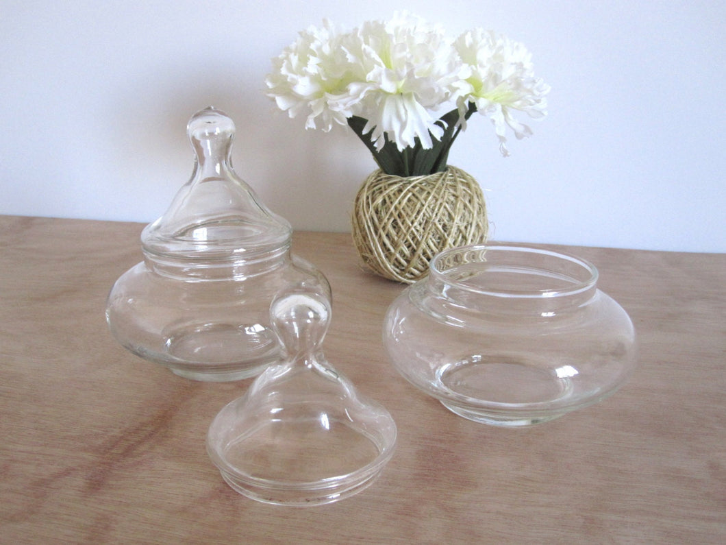 Small Vintage Glass Apothecary Candy Dish Jar