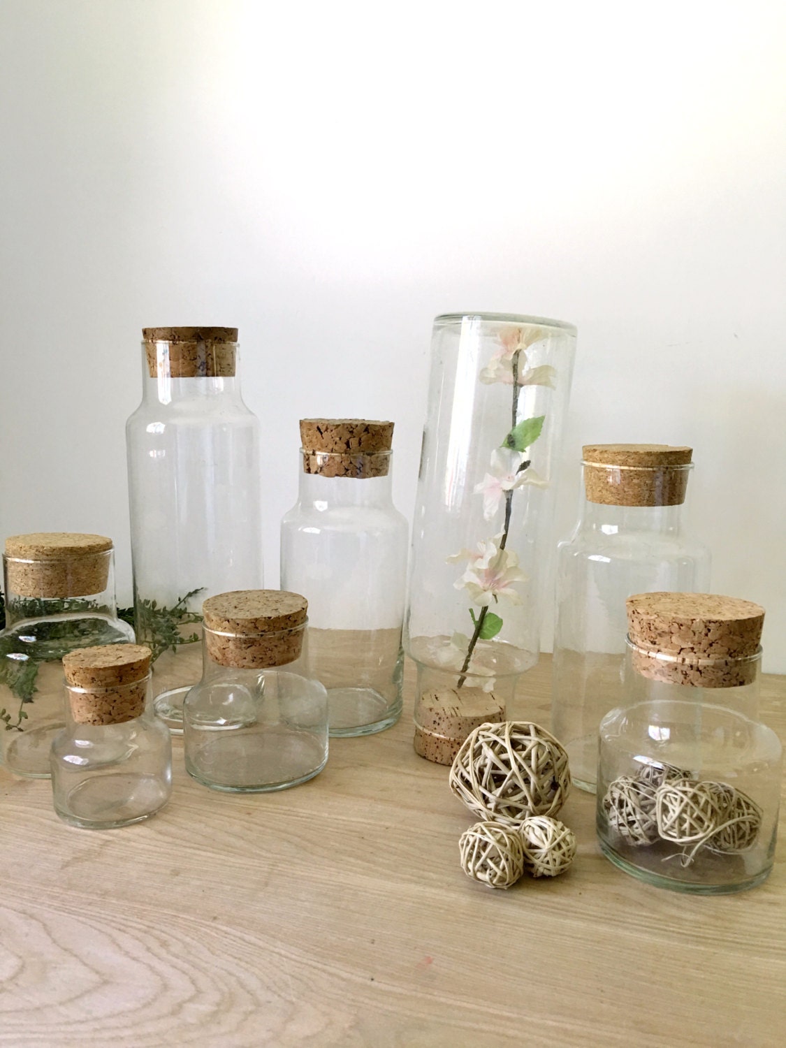 Cylinder Clear Glass Apothecary Jars with Cork Lids - Multiple Selecti –  White Elephant Co.