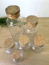 Load image into Gallery viewer, Cylinder Clear Glass Apothecary Jars with Cork Lids - Multiple Selections
