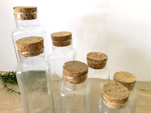 Load image into Gallery viewer, Square Glass Apothecary Jar with Cork Lid - Multiple Selections

